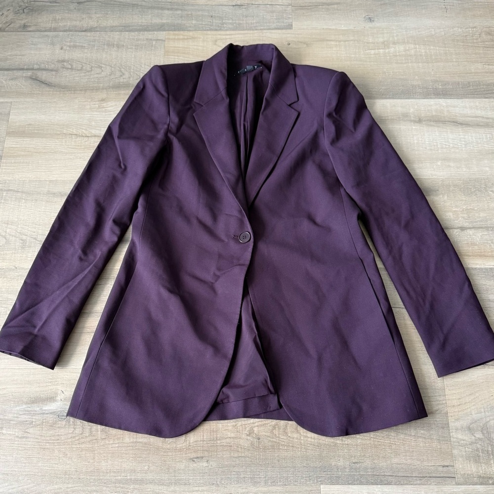 Theory burgundy long wool Dalingwood blazer jacket - size 4 (Small) - Picture 4 of 7